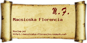 Macsicska Florencia névjegykártya